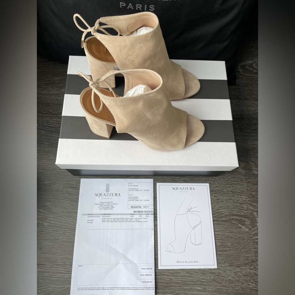 Aquazzura Beige Suede Mules